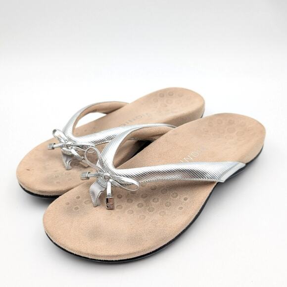 Vionic Bella II Flip Flop Sandals Bow Top Women's Vapor Grey Size US7.5 EU38 - Picture 1 of 9